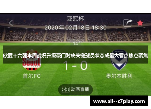 欧冠十六强本周战况升级豪门对决关键球员状态成最大看点焦点聚焦